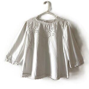 LC Lauren Conrad All-Cotton White Lace Top with 3/4 Sleeves